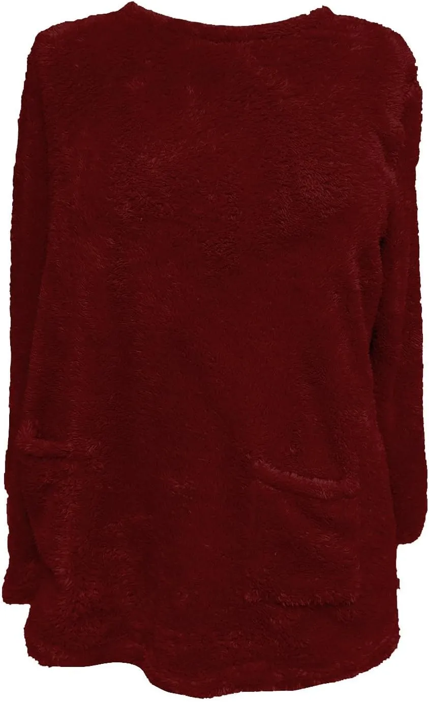 Oversized Fuzzy Fleece Sweatshirts for Women Fashion 2025 Parka Warm Outerwear Letter Print Loungewear with Pockets