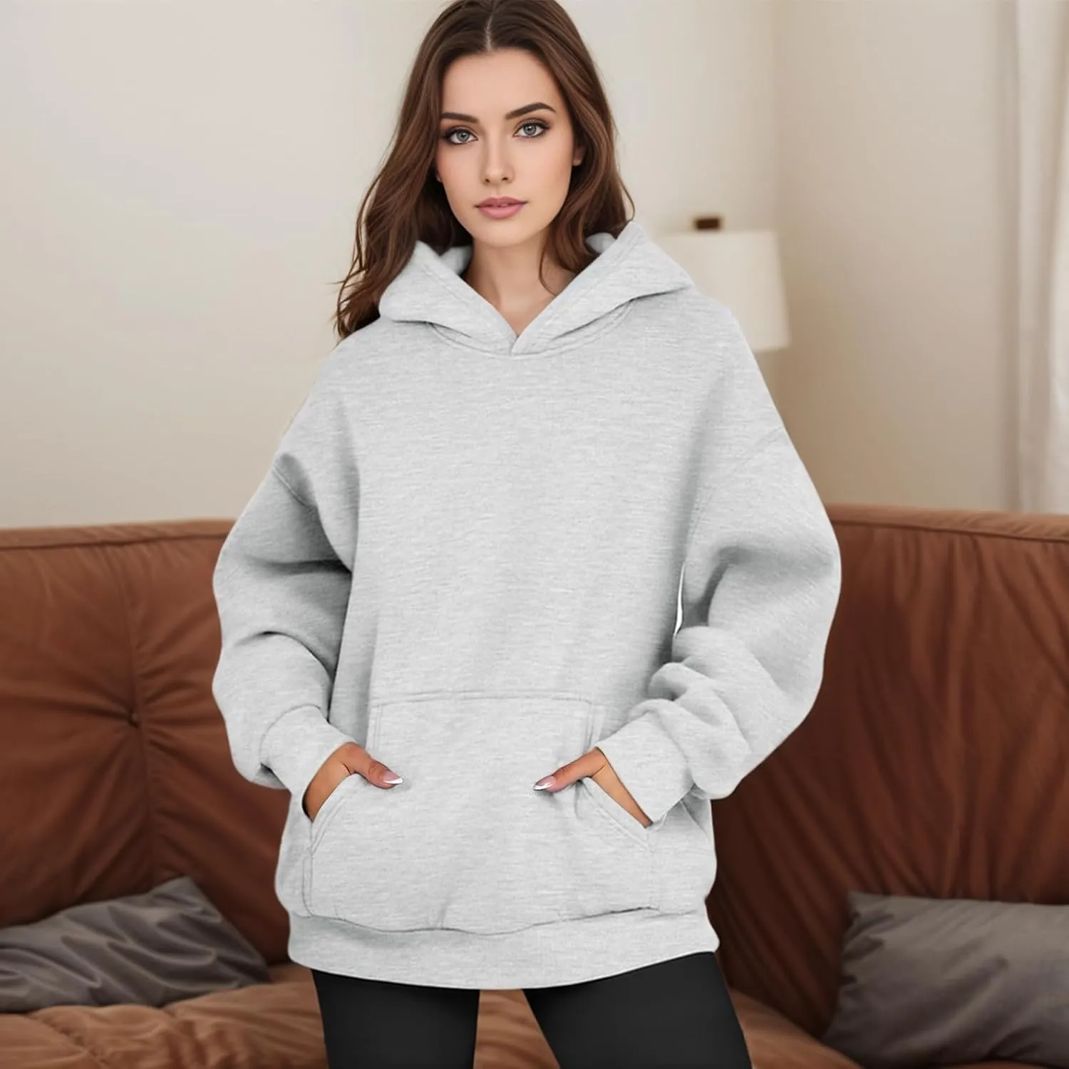 Oversized Hoodies for Women Fleece Plus Size Sweatshirts with Pocket Casual Pullover Tops Fall Winter Outfits