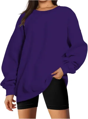 Oversized Long Sleeve Sweatshirts For Women 2023 Fall Fashion Crewneck Sweatshirt Solid Casual Loose Pullover Tops