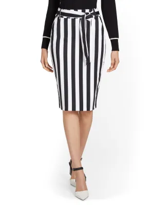 Paperbag-Waist Stripe Pencil Skirt