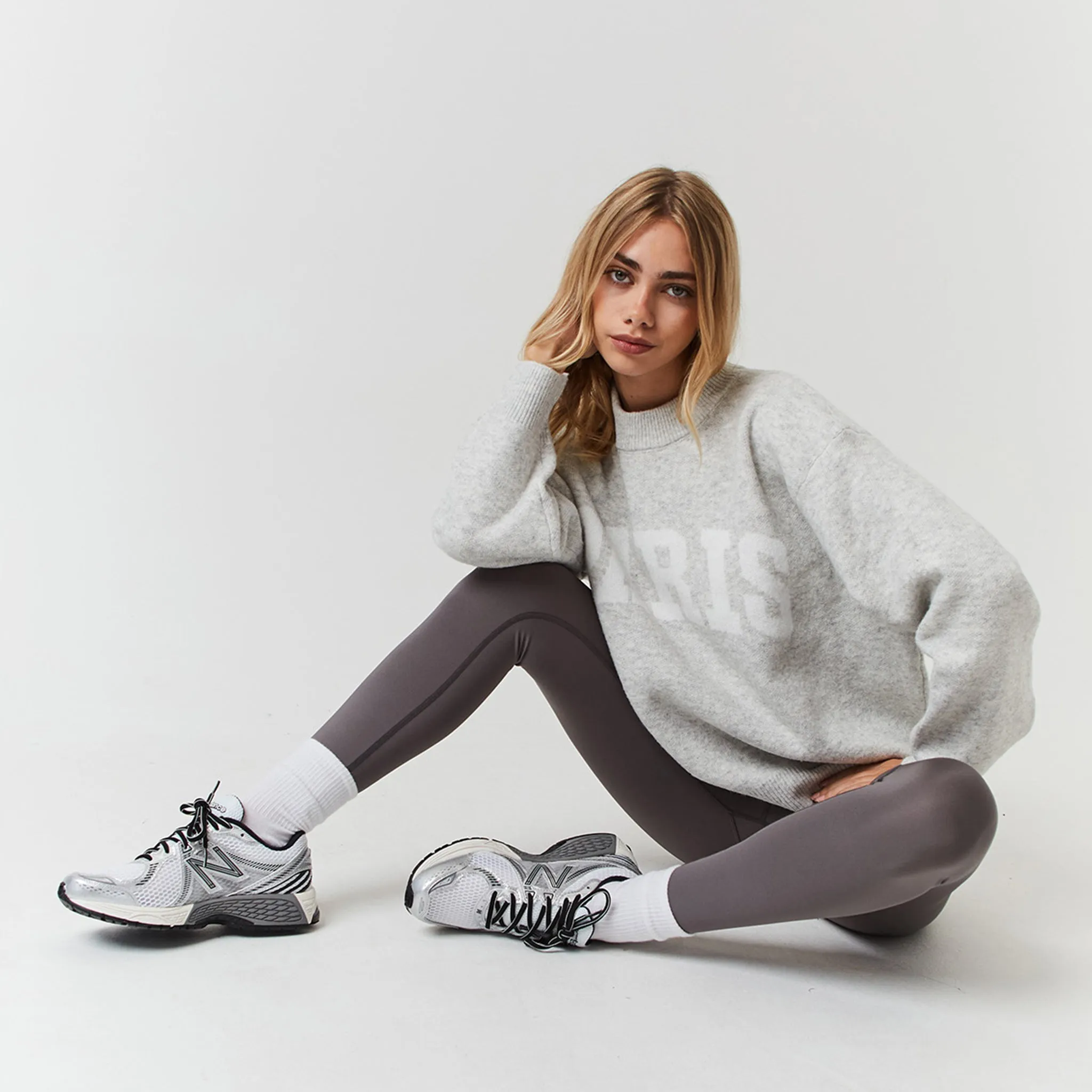 Paris Knit Sweatshirt | Light Grey Marl