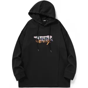 Patchwork Plain Letter Print Hoodies
