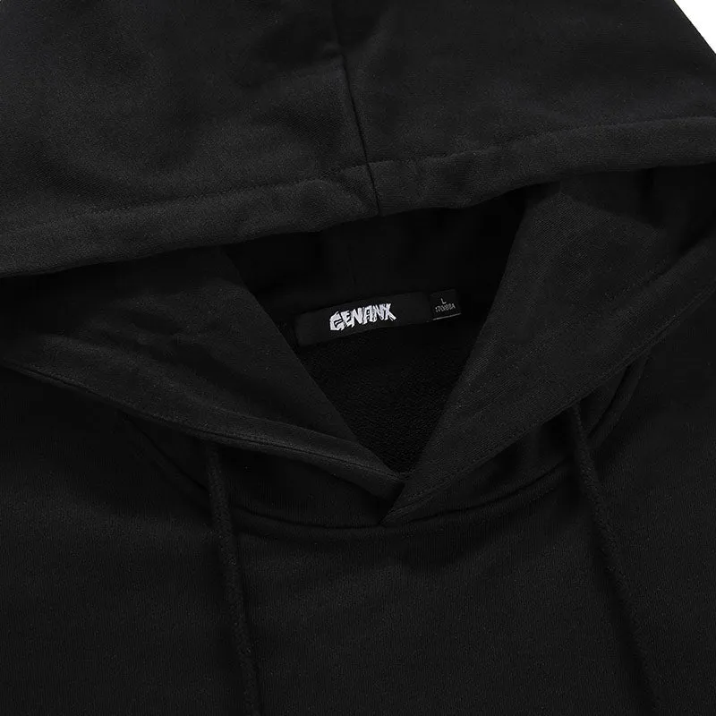 Patchwork Plain Letter Print Hoodies