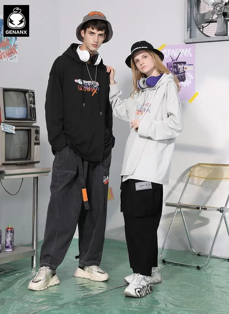 Patchwork Plain Letter Print Hoodies