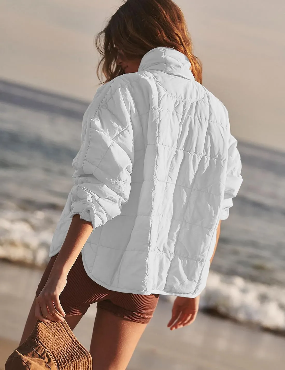 Peaceglad Women's Winter Lightweight Zipper Down Jacket Oversized Warm Long Sleeve Quilted Jackets Coats