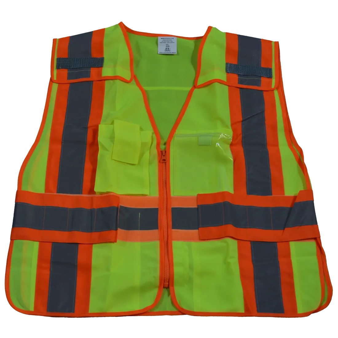 Petra Roc ANSI Class 2 Two Tone Expandable 5-Point Breakaway Public Safety Vest with Clear PVC Pocket on Back