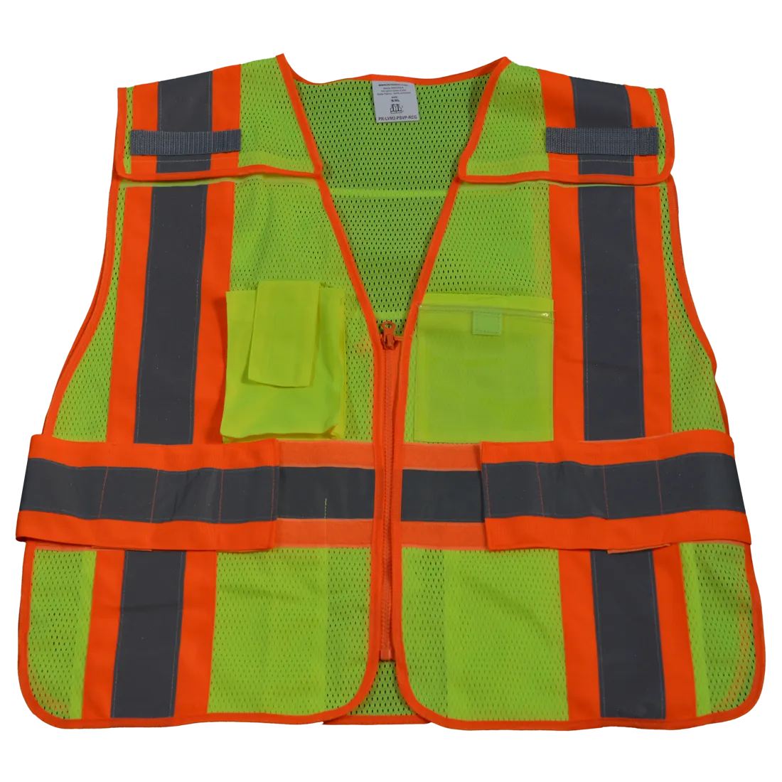 Petra Roc ANSI Class 2 Two Tone Expandable 5-Point Breakaway Public Safety Vest with Clear PVC Pocket on Back