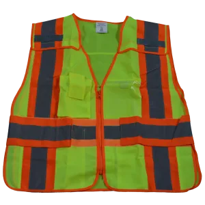 Petra Roc ANSI Class 2 Two Tone Expandable 5-Point Breakaway Public Safety Vest with Clear PVC Pocket on Back