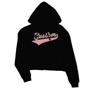 Pink College Swoosh Womens Custom Crop Hoodie Awesome Creative Gift