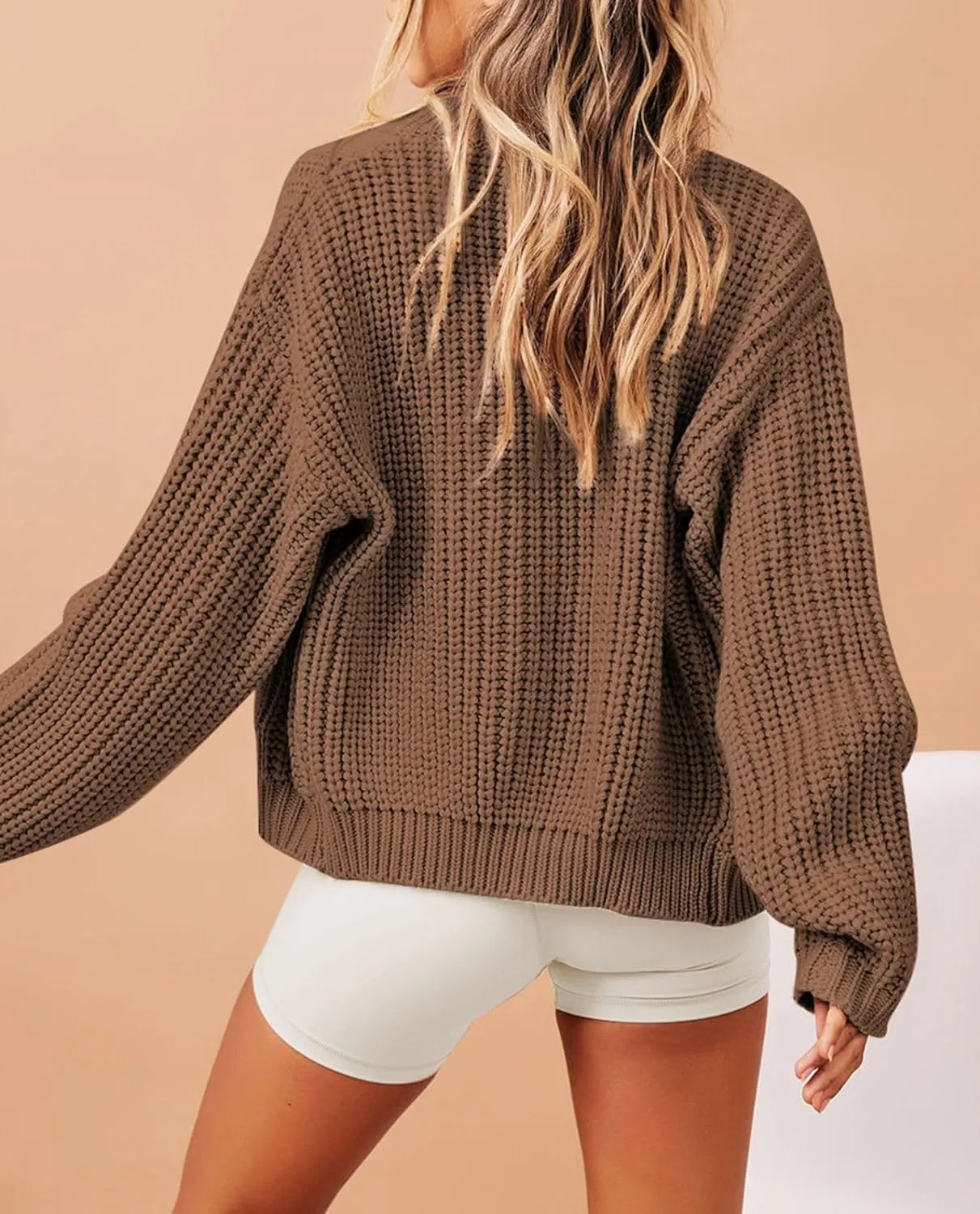 Pink Queen 2024 Fall Casual Cardigan Sweaters for Women Long Sleeve Full Zipper Chunky Knit Cardigans Jacket Coat