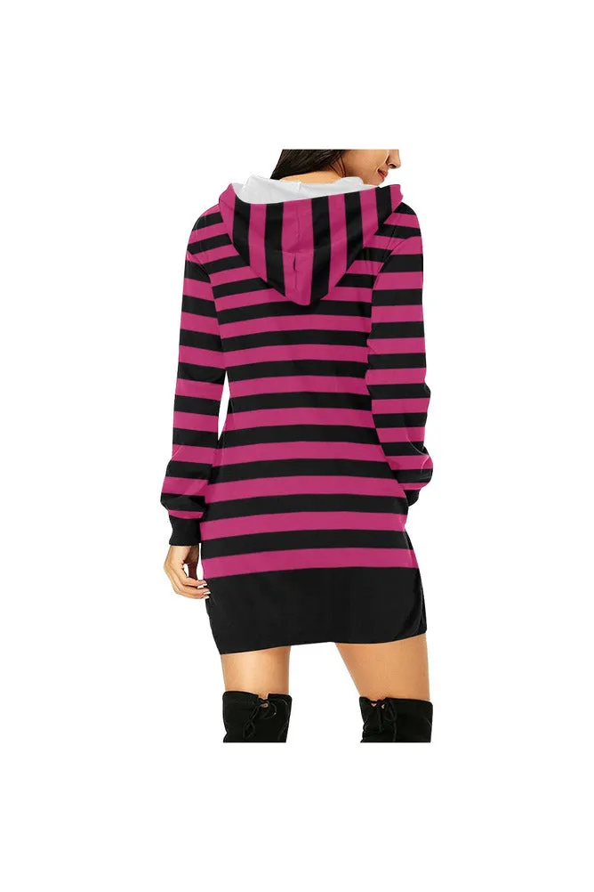 Pink Stripe H27 - HOOD All Over Print Hoodie Mini Dress (Model H27)