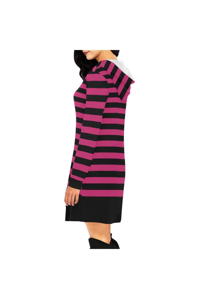 Pink Stripe H27 - HOOD All Over Print Hoodie Mini Dress (Model H27)