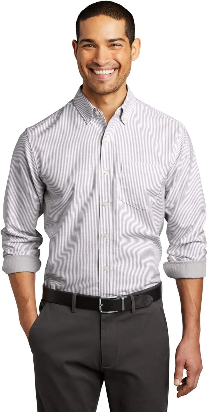 Port Authority Men's SuperPro Oxford Stripe Button-Down Shirt