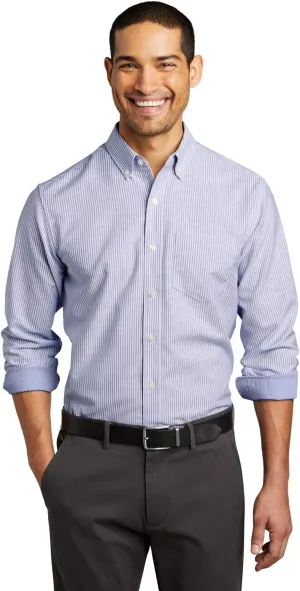 Port Authority Men's SuperPro Oxford Stripe Button-Down Shirt