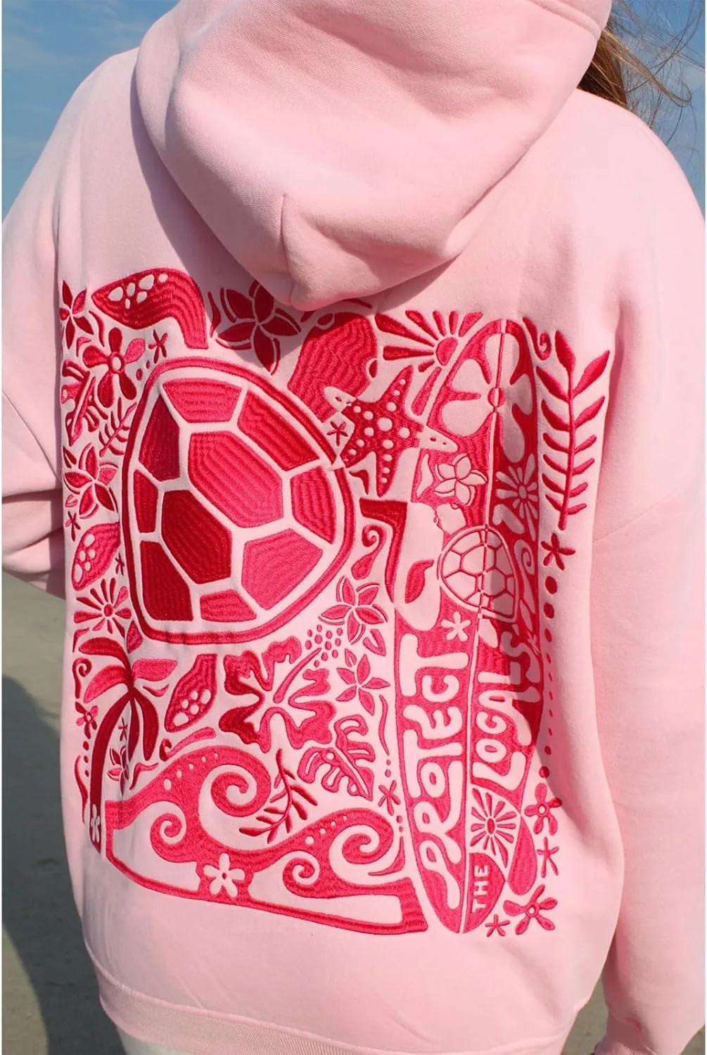 Preppy Embroidered Flower Hoodies for Teen Girl Women Y2K Back Graphic Printed Oversized Pullover Hooded Sweatshirts