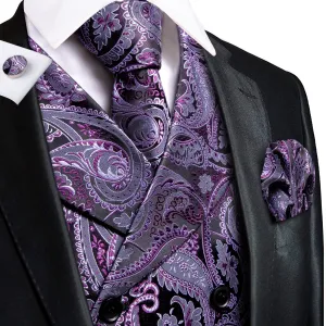 Purple and Black Paisley Vest Set