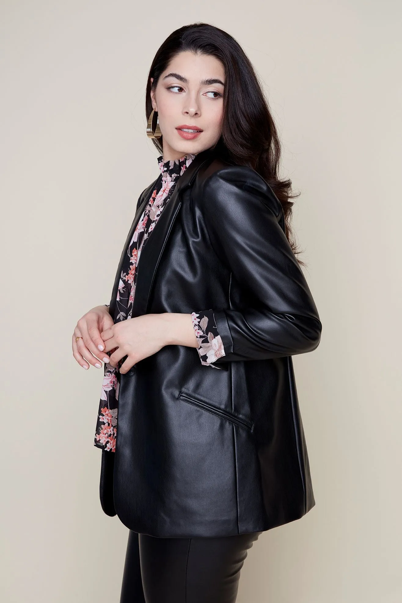 R. 3871L Vegan Leather Blazer