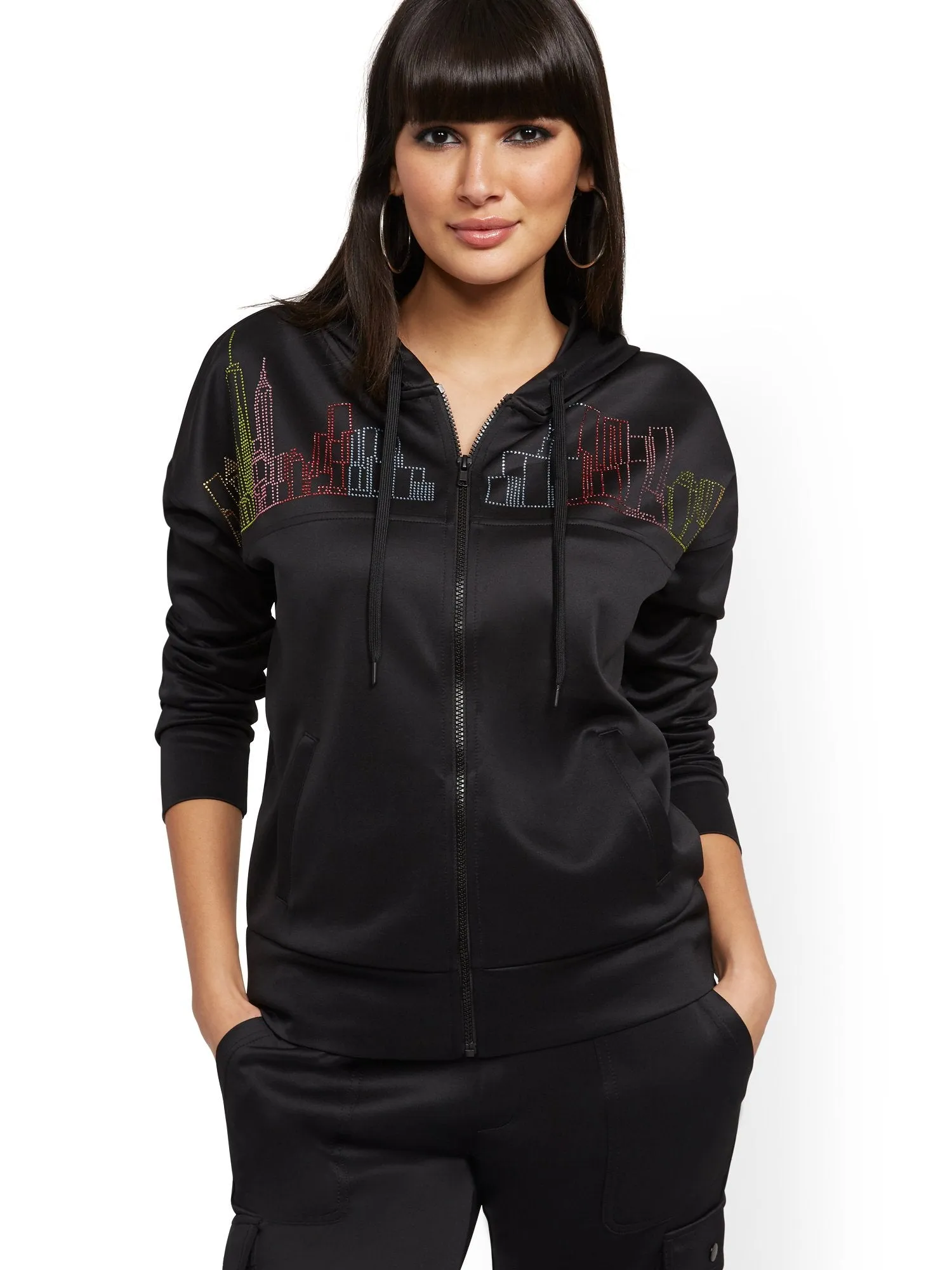 Rainbow Skyline Zip-Front Hooded Jacket
