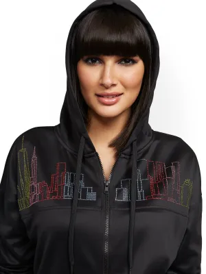 Rainbow Skyline Zip-Front Hooded Jacket