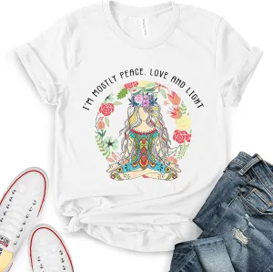ROKO CLOTHING Im Mostly Peace Love and Light Shirt Short Sleeve Graphic Peace Shirts for Women, Men