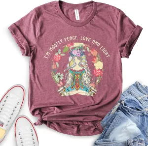 ROKO CLOTHING Im Mostly Peace Love and Light Shirt Short Sleeve Graphic Peace Shirts for Women, Men