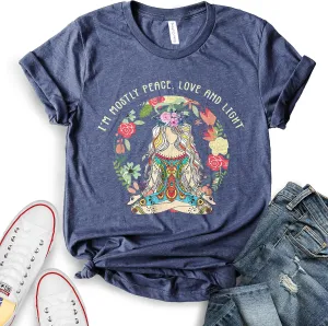 ROKO CLOTHING Im Mostly Peace Love and Light Shirt Short Sleeve Graphic Peace Shirts for Women, Men