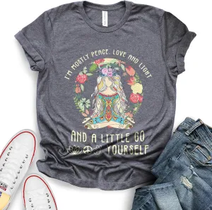 ROKO CLOTHING Im Mostly Peace Love and Light Shirt Short Sleeve Graphic Peace Shirts for Women, Men