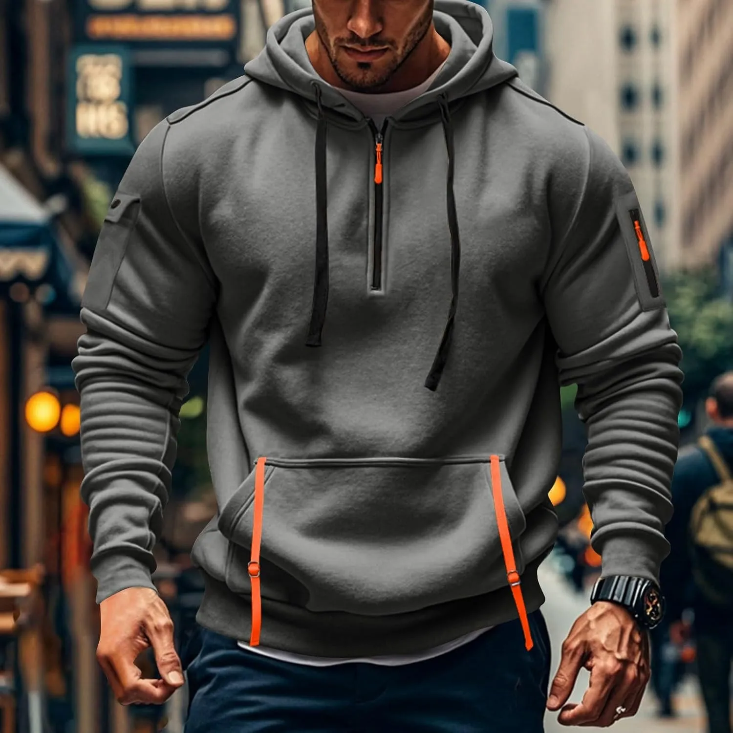 RTTUIOP Hoodies For Men Full Zip/Half Zip Hoodie Tactical Sweatshirt Vintage Long Sleeve Casual Fashion Hoodie