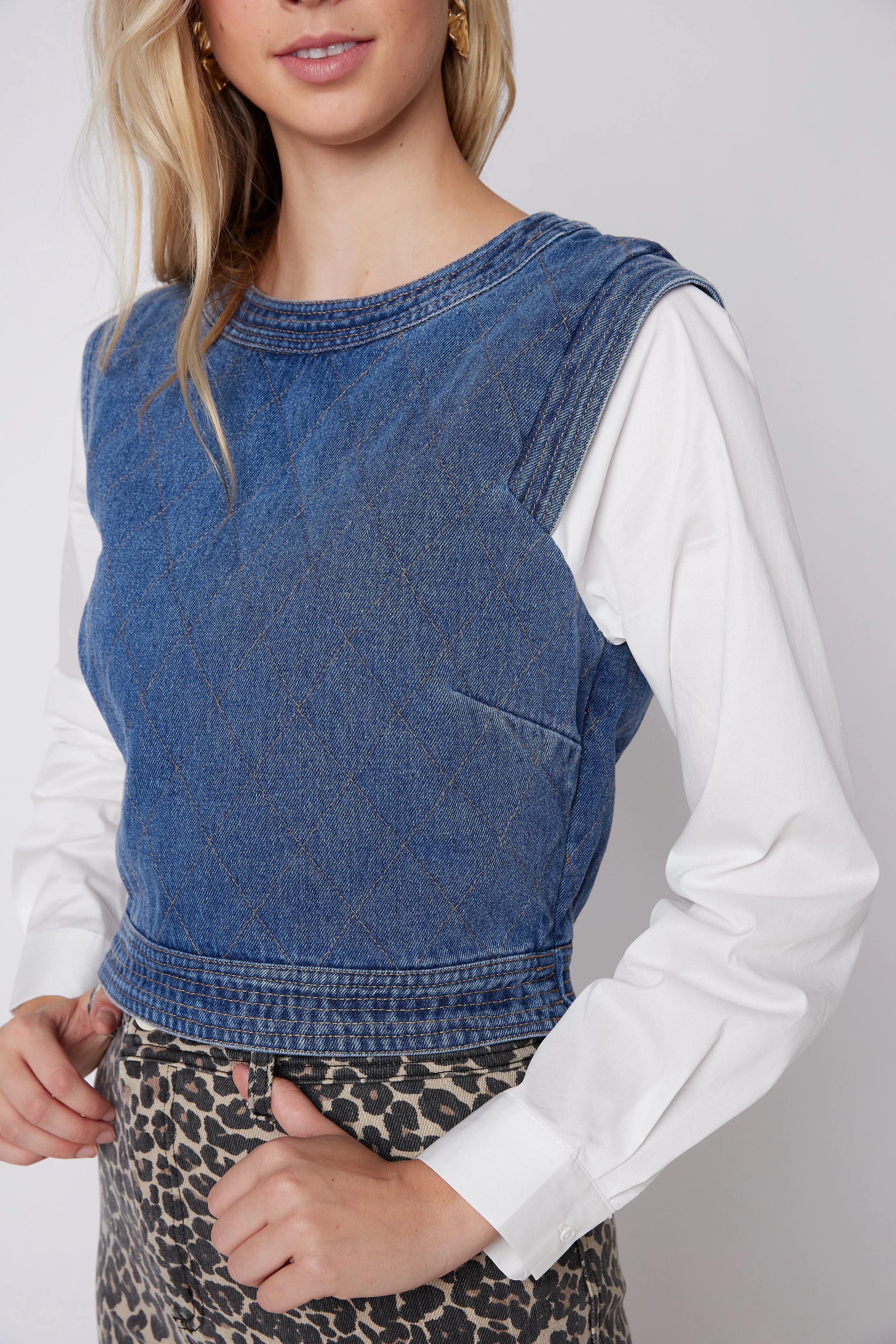 SALE - Sahar Denim Poplin Top