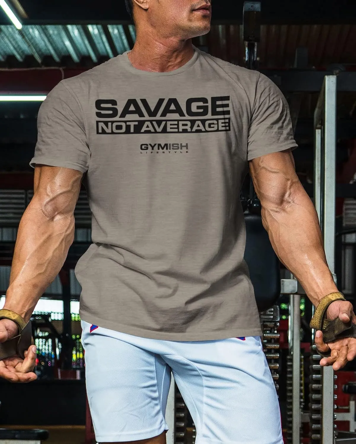Savage Not Average Gym Workout Motivational Weightlifting Mens T-Shirt