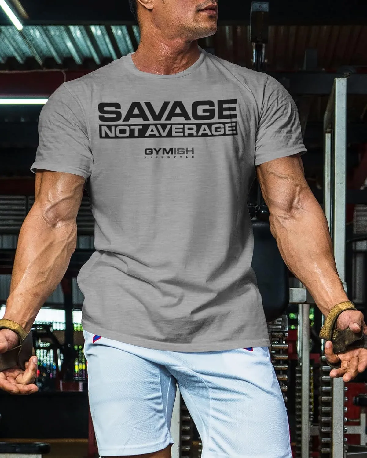 Savage Not Average Gym Workout Motivational Weightlifting Mens T-Shirt