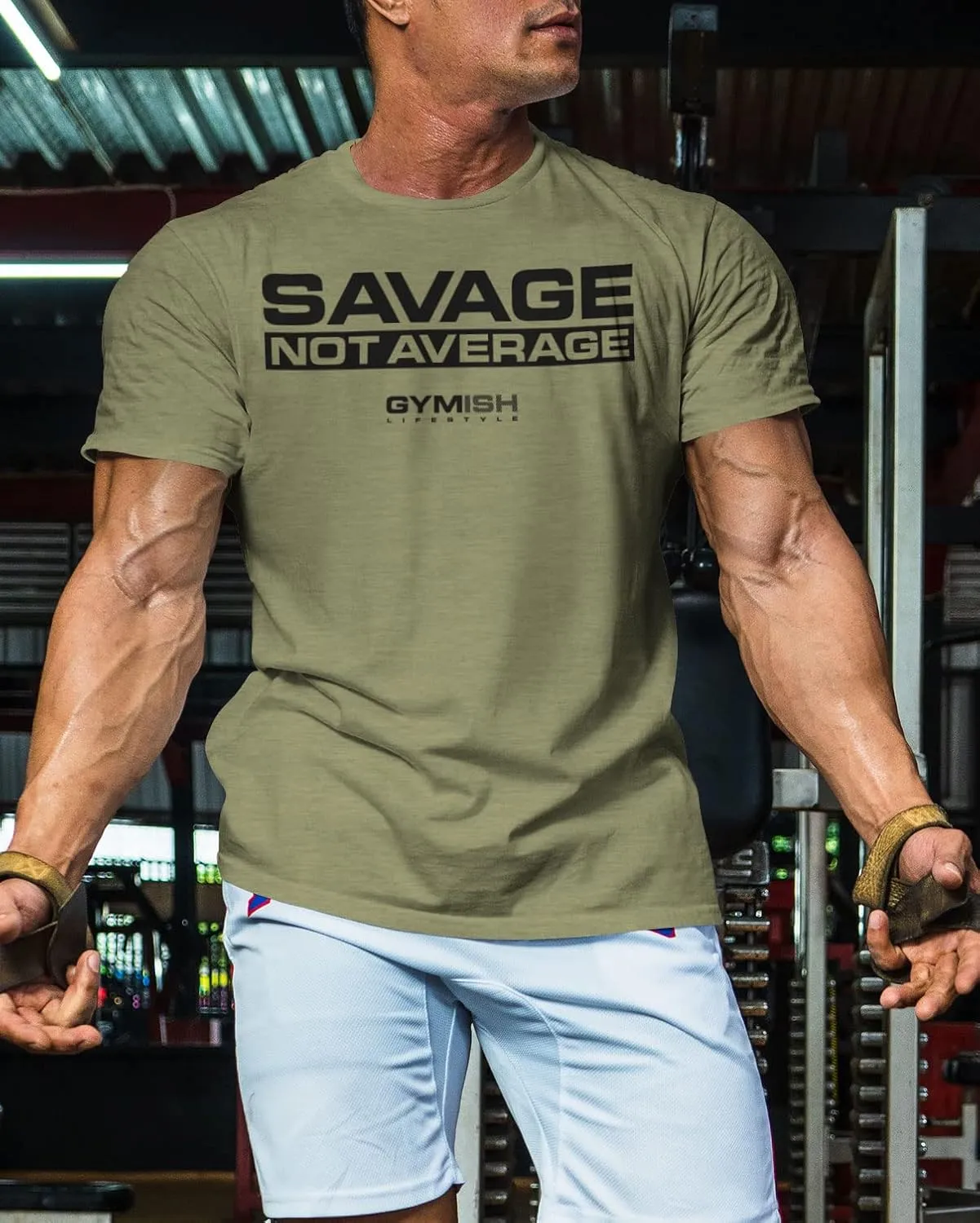 Savage Not Average Gym Workout Motivational Weightlifting Mens T-Shirt