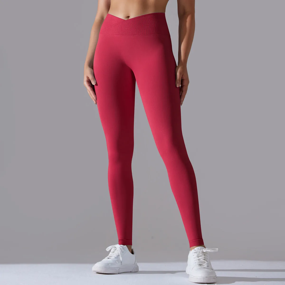 Seamless cross waist leggings