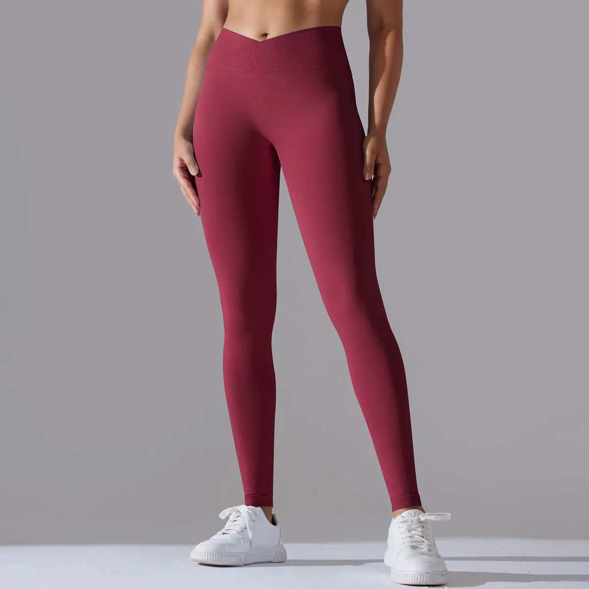 Seamless cross waist leggings