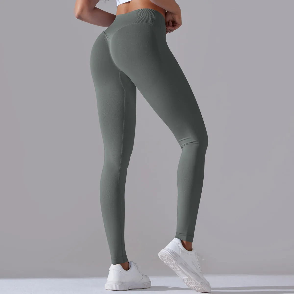 Seamless cross waist leggings