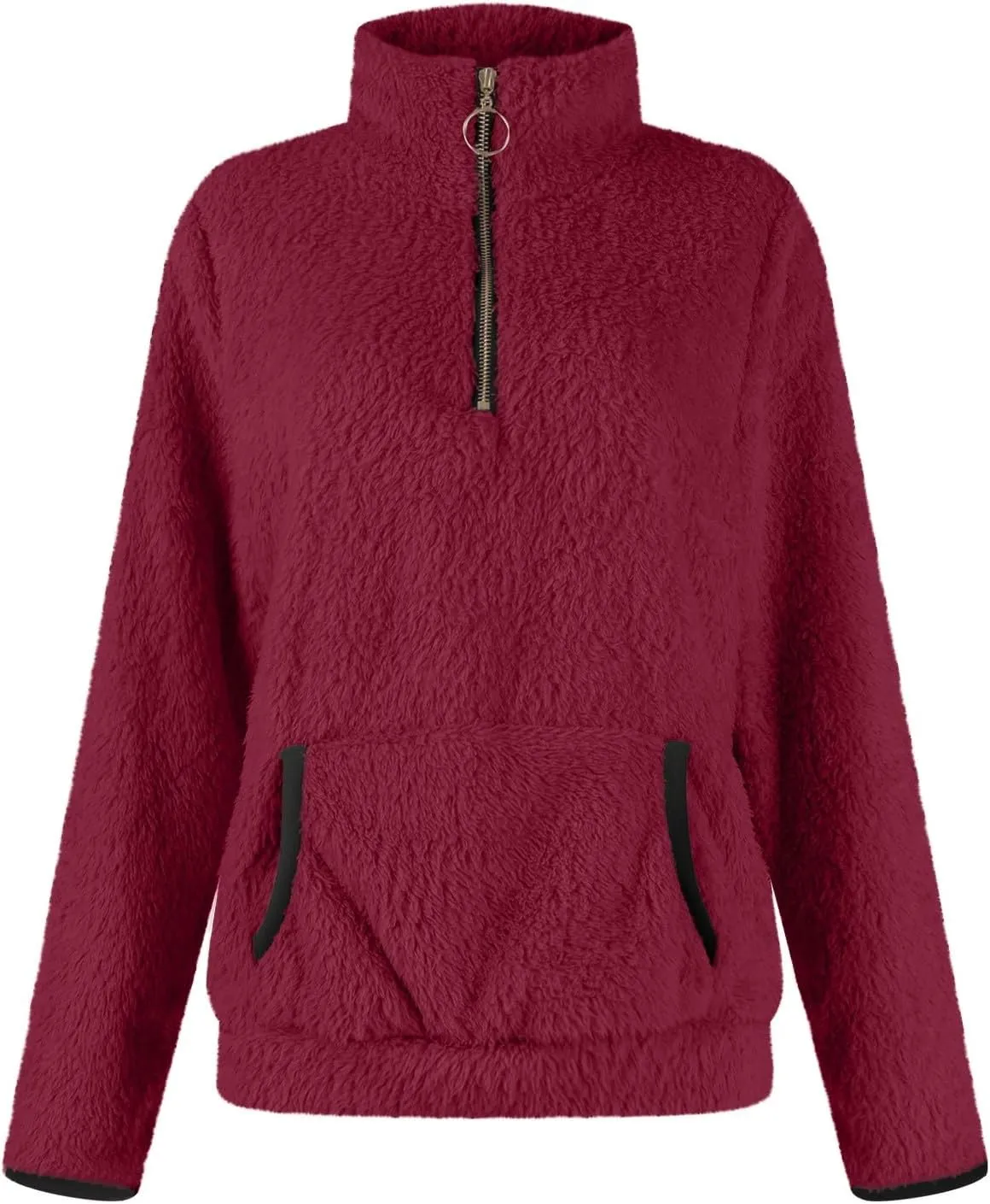 Sherpa Quarter Zip Pullover Women Fleece Lined Half Zip Sweatshirts Winter Warm Sweaters Jacket Coats