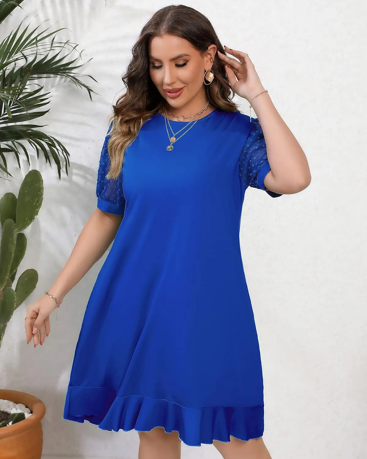 ShopWonder Womens Plus Size Summer Casual Tshirt Dresses Sleeveless Tie Dye Swing Sun Dress Beach Swimsuit Cover Ups