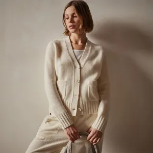 Shrunken Recycled Cashmere Cardigan - Ivory