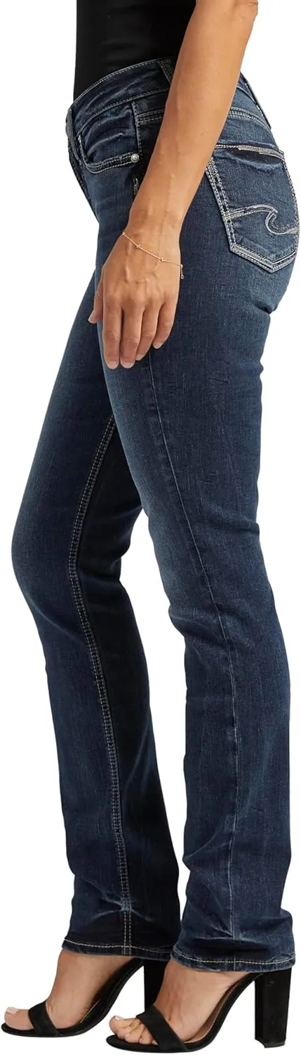 Silver Jeans Co. Women's Suki Mid Rise Curvy Fit Straight Leg