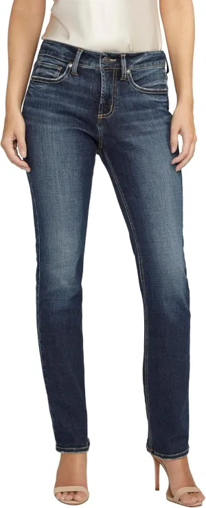 Silver Jeans Co. Women's Suki Mid Rise Curvy Fit Straight Leg