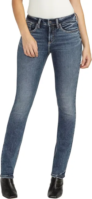 Silver Jeans Co. Women's Suki Mid Rise Curvy Fit Straight Leg