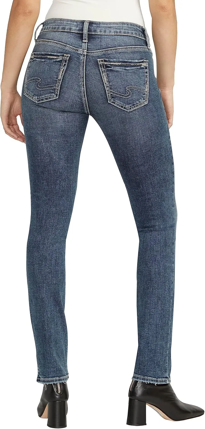 Silver Jeans Co. Women's Suki Mid Rise Curvy Fit Straight Leg