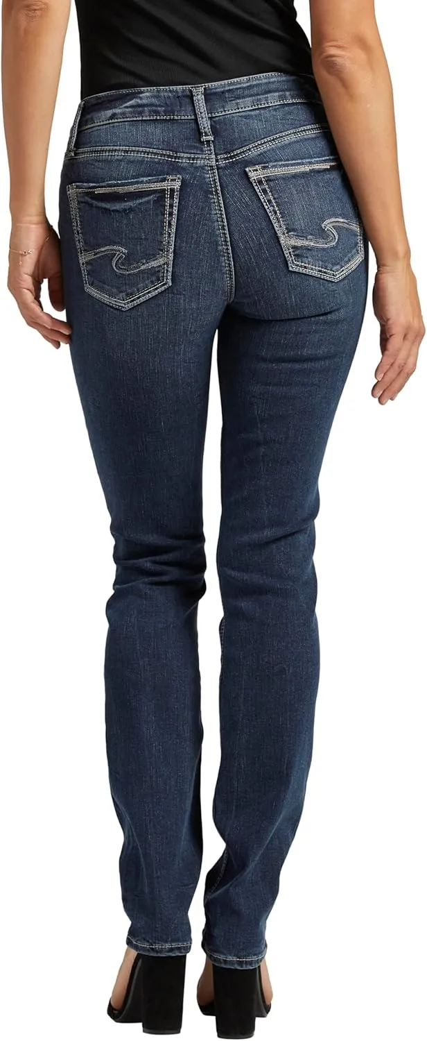 Silver Jeans Co. Women's Suki Mid Rise Curvy Fit Straight Leg
