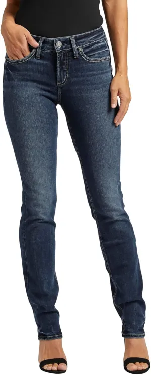 Silver Jeans Co. Women's Suki Mid Rise Curvy Fit Straight Leg
