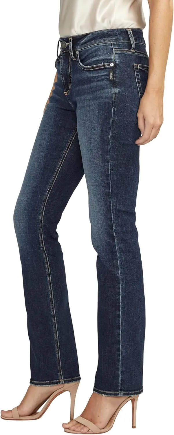 Silver Jeans Co. Women's Suki Mid Rise Curvy Fit Straight Leg