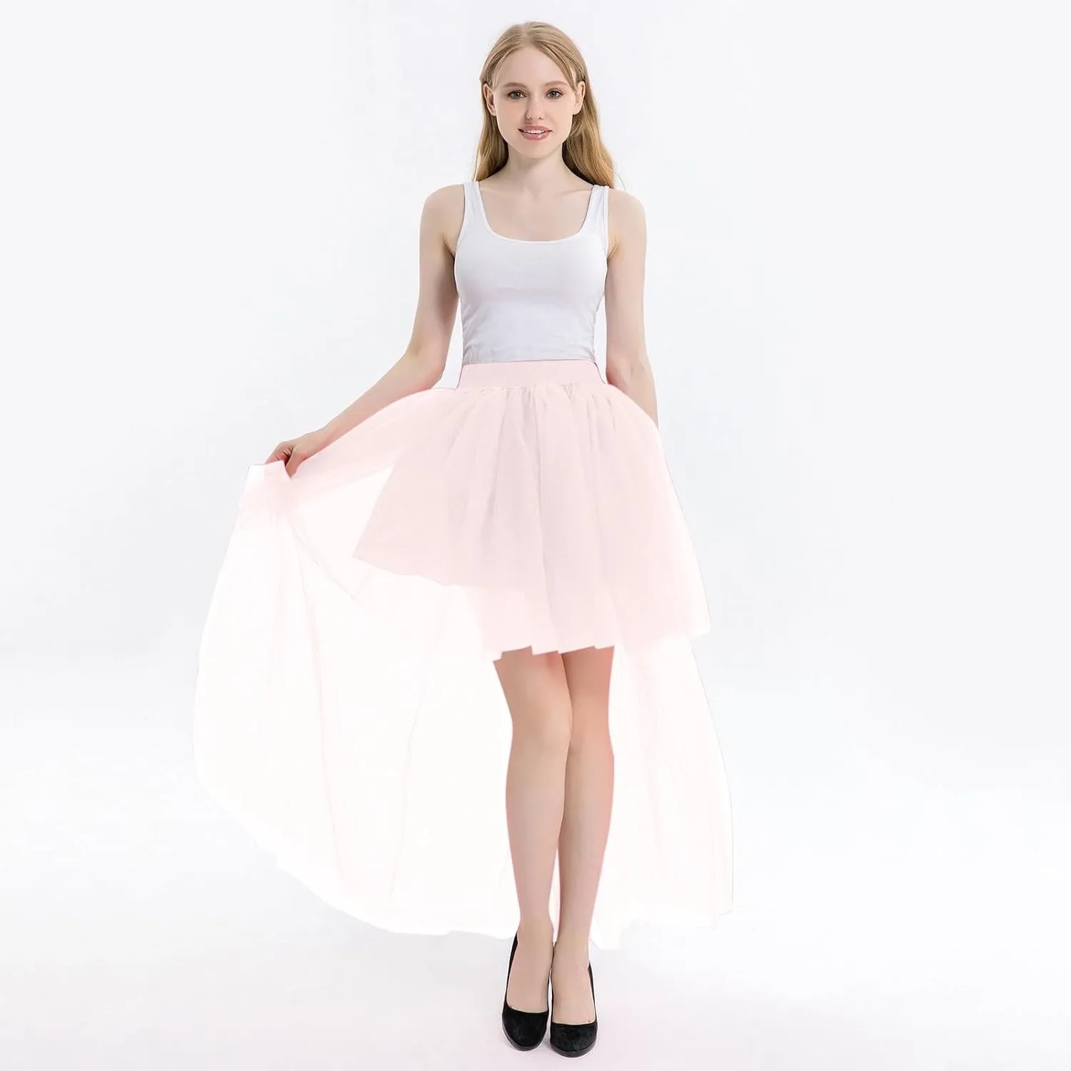 Skirts for Women Trendy Sheer High Elastic Waist Lightweight Dance Pleated Mesh Skirts for Summer Vacation Clothes