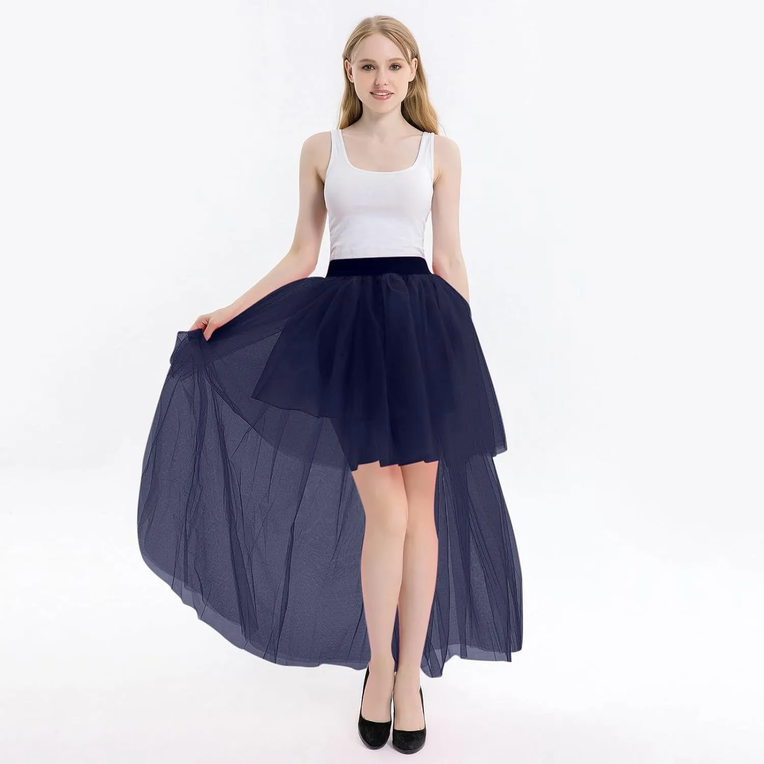 Skirts for Women Trendy Sheer High Elastic Waist Lightweight Dance Pleated Mesh Skirts for Summer Vacation Clothes