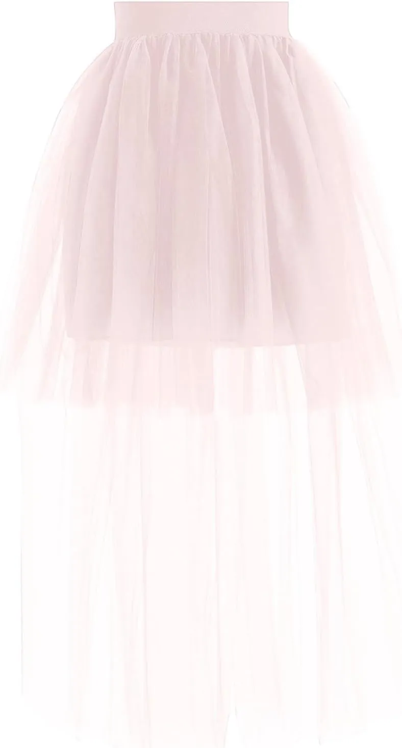 Skirts for Women Trendy Sheer High Elastic Waist Lightweight Dance Pleated Mesh Skirts for Summer Vacation Clothes