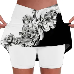 Skorts for Woman Crossover High Waisted Tennis Skirts with Shorts Tummy Control Athletic Workout Skirt with Pocket