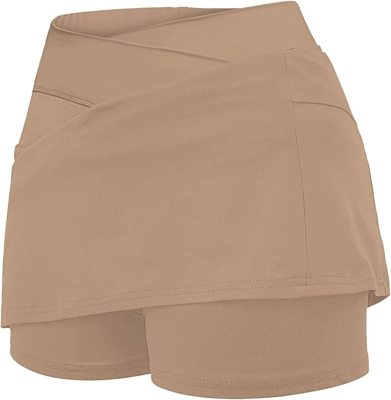 Skorts for Woman Crossover High Waisted Tennis Skirts with Shorts Tummy Control Athletic Workout Skirt with Pocket